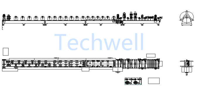 Baja CZ Berbentuk Purlin Roll Forming Machine dengan 16 Main Rollers Forming Stations untuk CZ Purlin Sheet